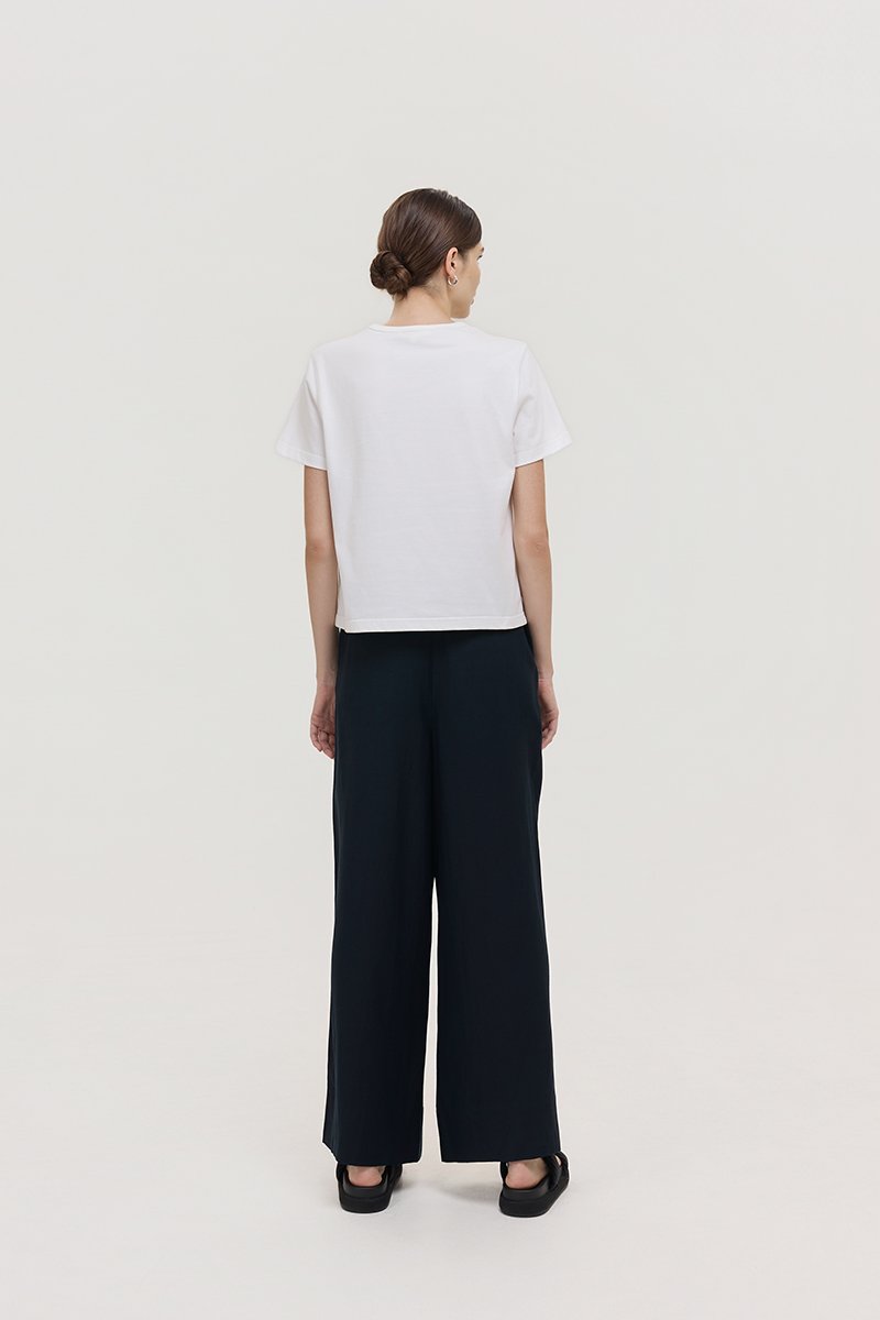 DIONNE DRAWSTRING WIDE LEG LINEN PANTS