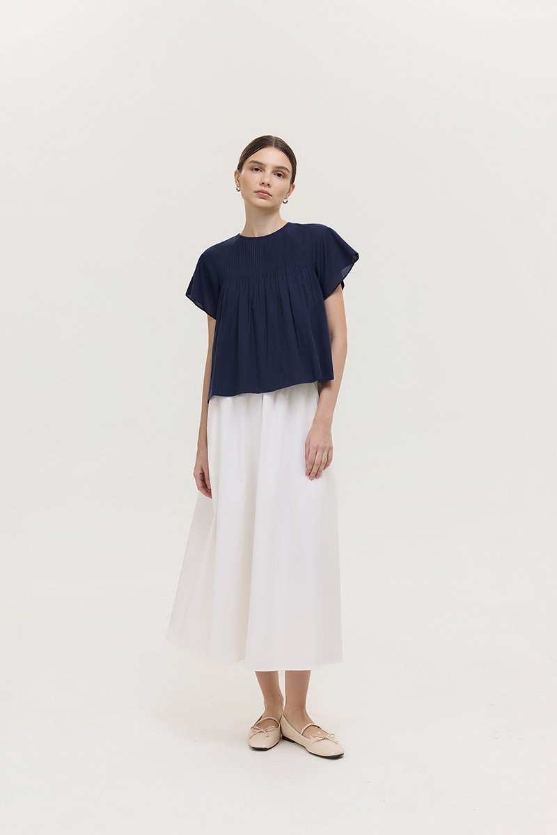 ESRA PIN TUCK FLUTTER SLEEVES TOP