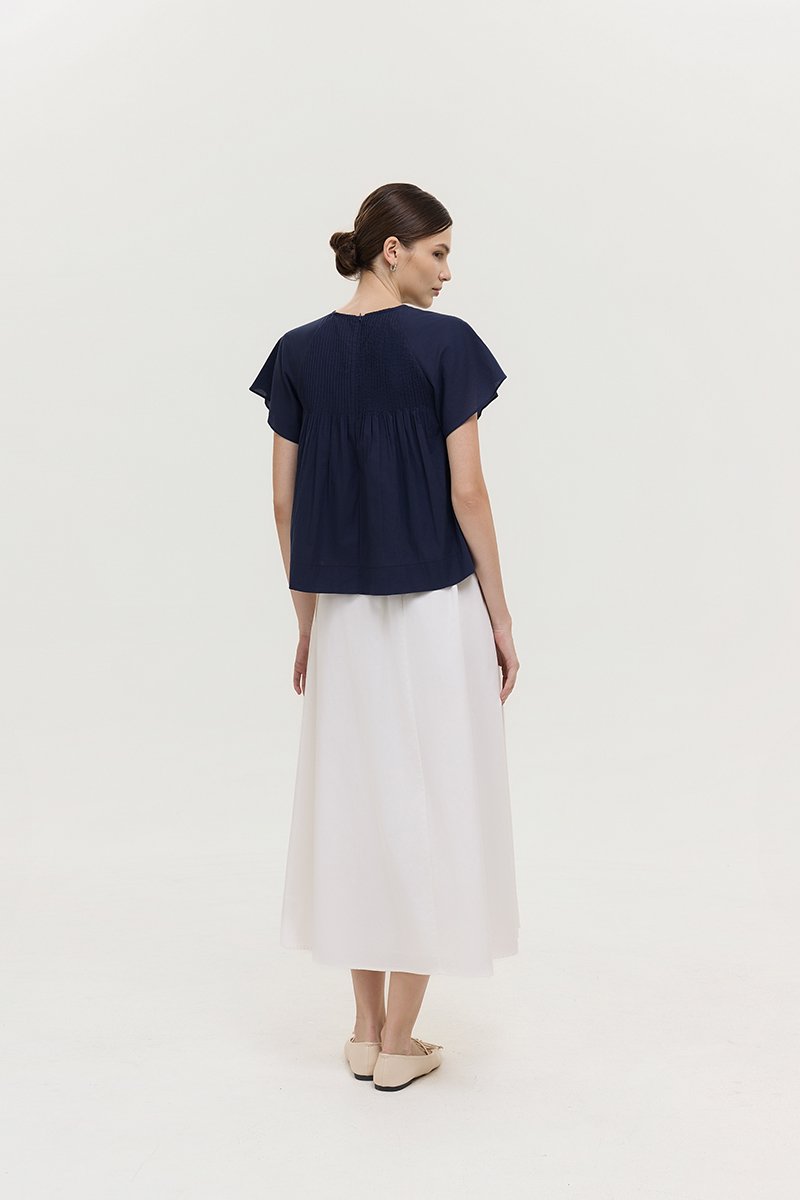 ESRA PIN TUCK FLUTTER SLEEVES TOP