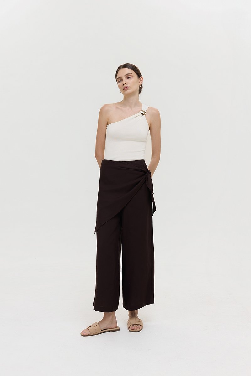 JASSIE DETACHABLE SCARF LINEN PANTS