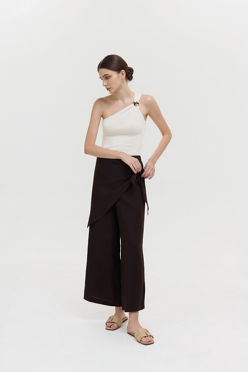 JASSIE DETACHABLE SCARF LINEN PANTS
