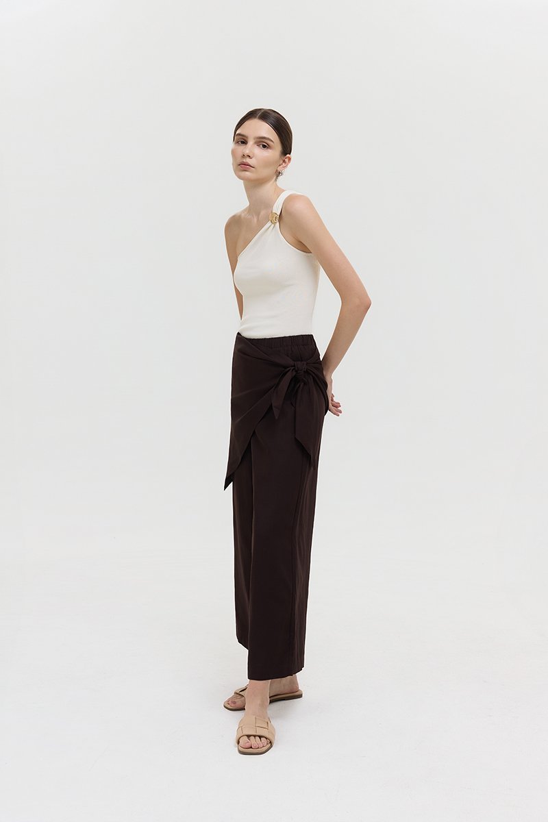 JASSIE DETACHABLE SCARF LINEN PANTS