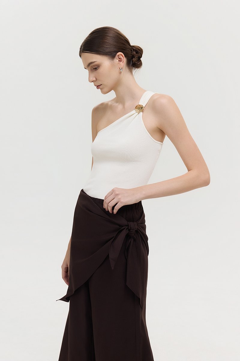 JASSIE DETACHABLE SCARF LINEN PANTS