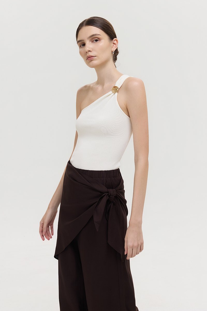 JASSIE DETACHABLE SCARF LINEN PANTS
