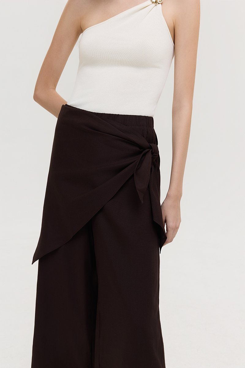 JASSIE DETACHABLE SCARF LINEN PANTS
