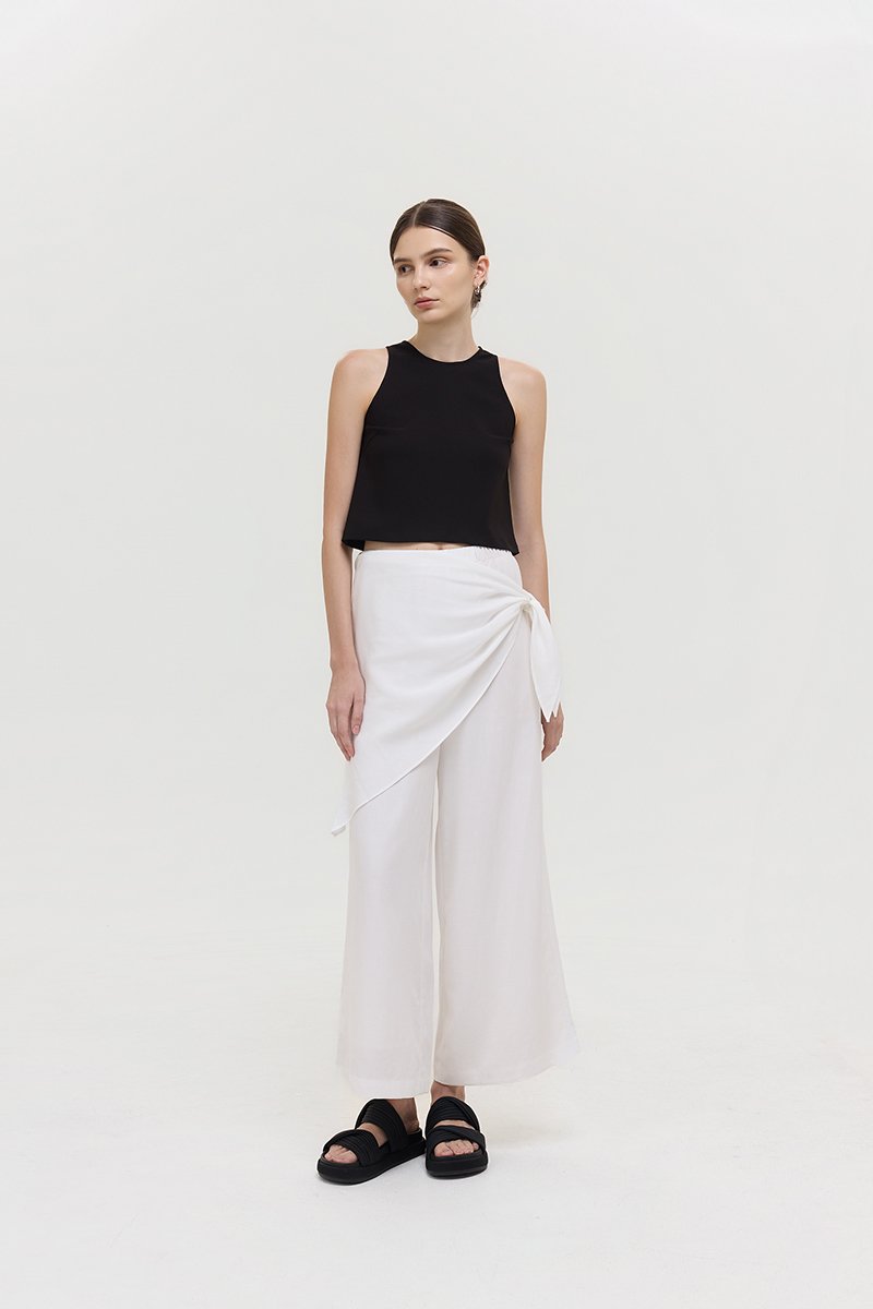 JASSIE DETACHABLE SCARF LINEN PANTS