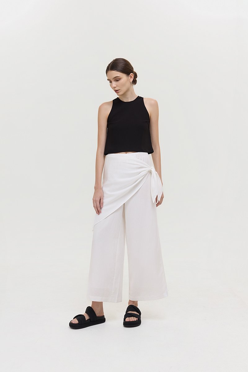JASSIE DETACHABLE SCARF LINEN PANTS