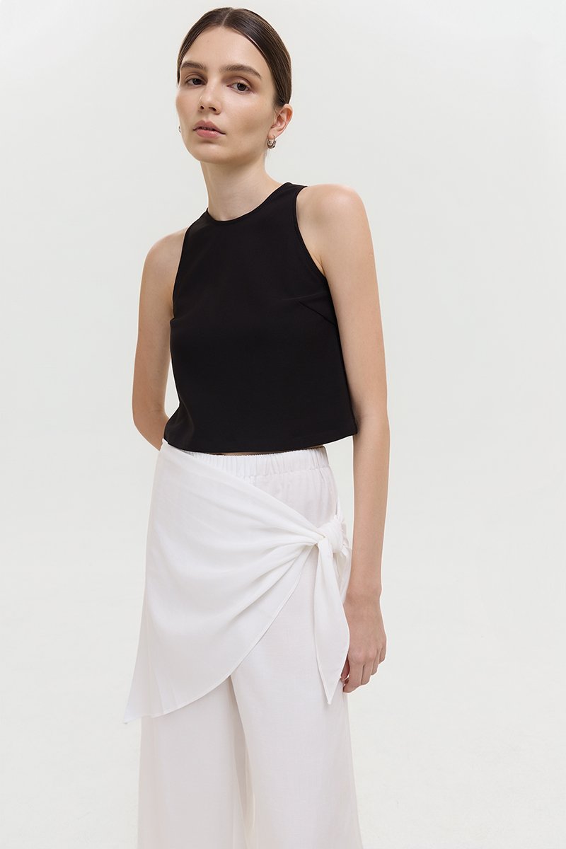 JASSIE DETACHABLE SCARF LINEN PANTS