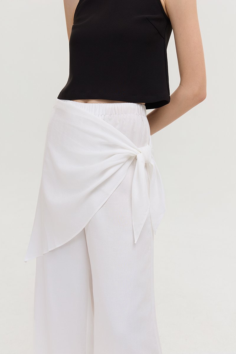 JASSIE DETACHABLE SCARF LINEN PANTS