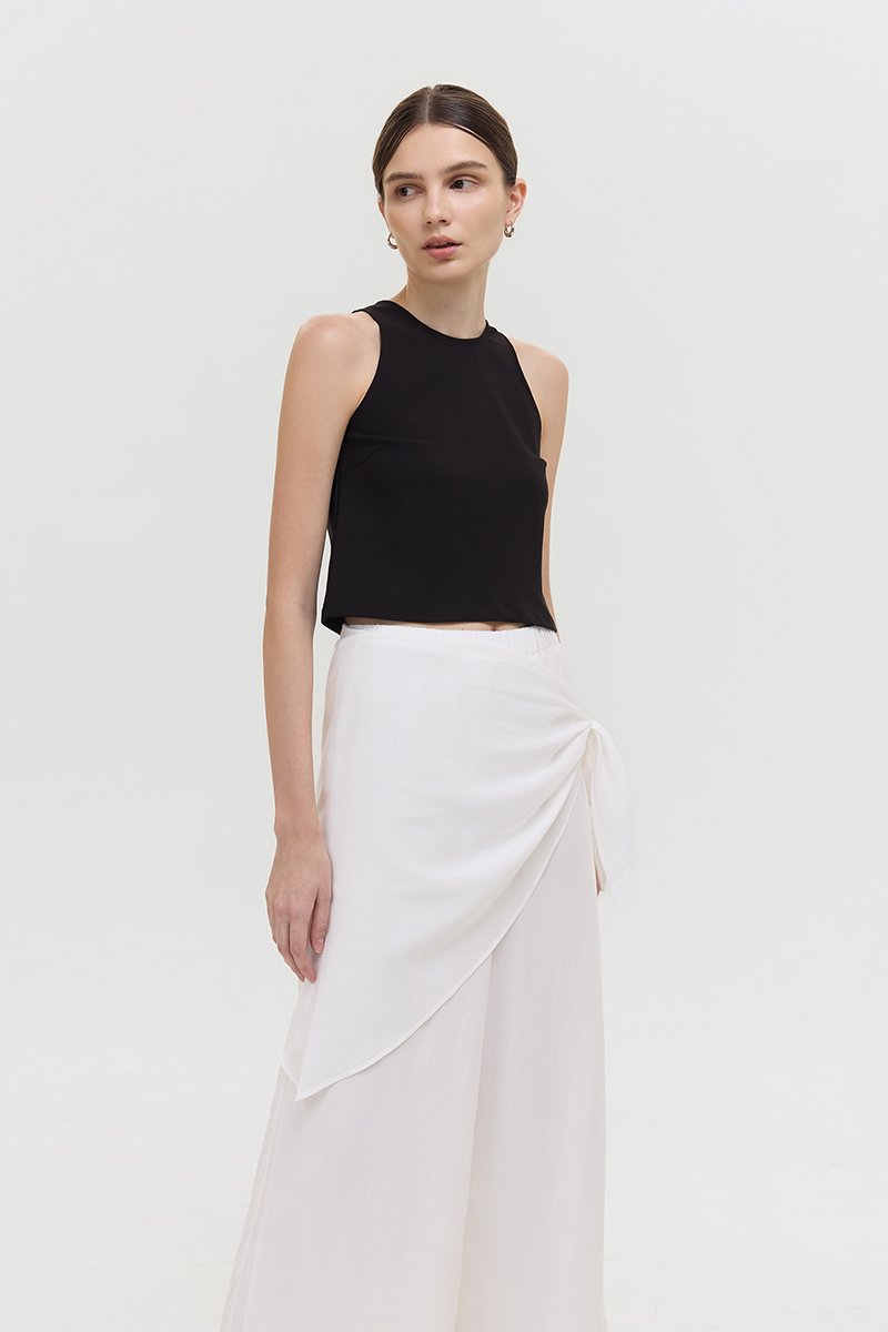 JASSIE DETACHABLE SCARF LINEN PANTS