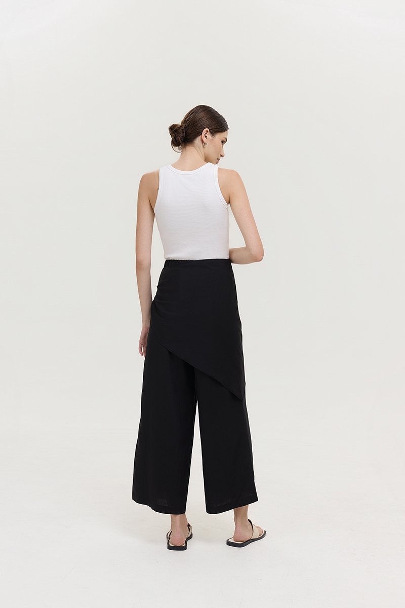 JASSIE DETACHABLE SCARF LINEN PANTS