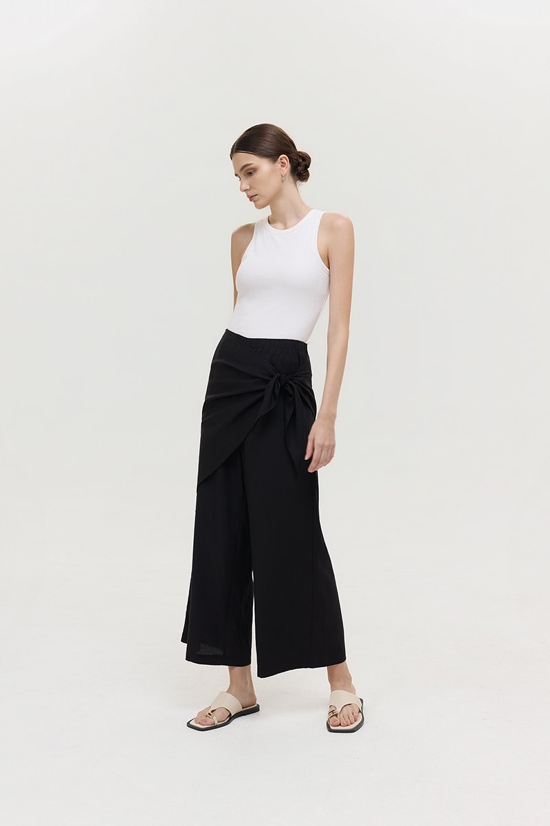 JASSIE DETACHABLE SCARF LINEN PANTS