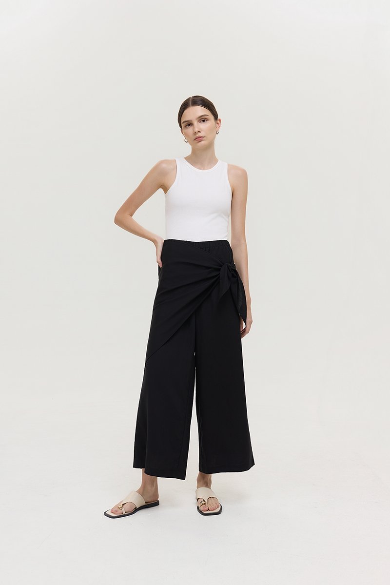 JASSIE DETACHABLE SCARF LINEN PANTS