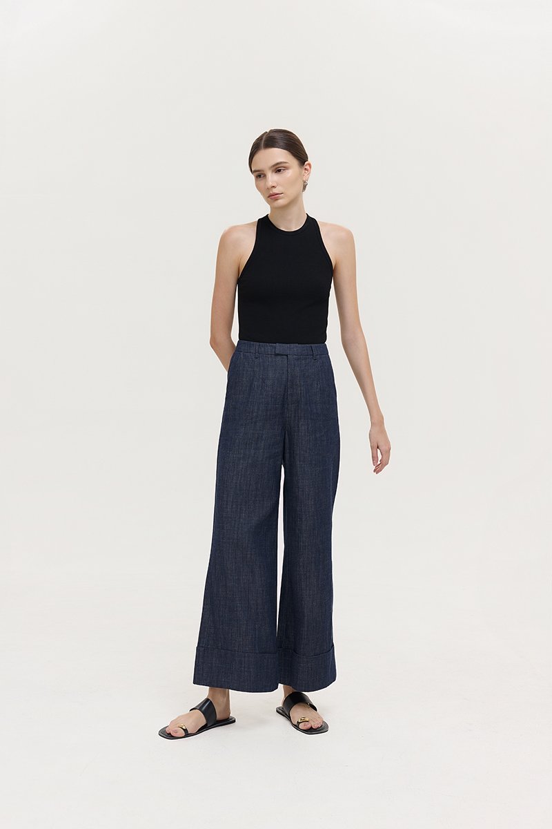 CAMRY CUFFED LINEN DENIM PANTS