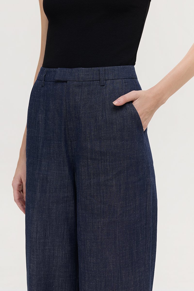 CAMRY CUFFED LINEN DENIM PANTS