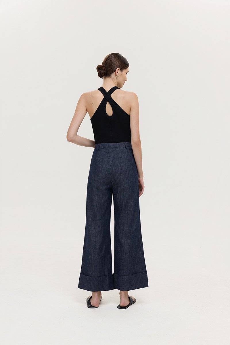 CAMRY CUFFED LINEN DENIM PANTS