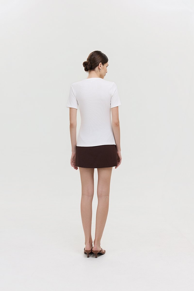 BAYLIN BUTTONDOWN LACE TRIM TEE