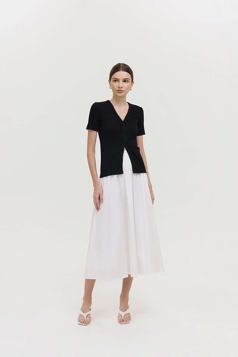 BAYLIN BUTTONDOWN LACE TRIM TEE