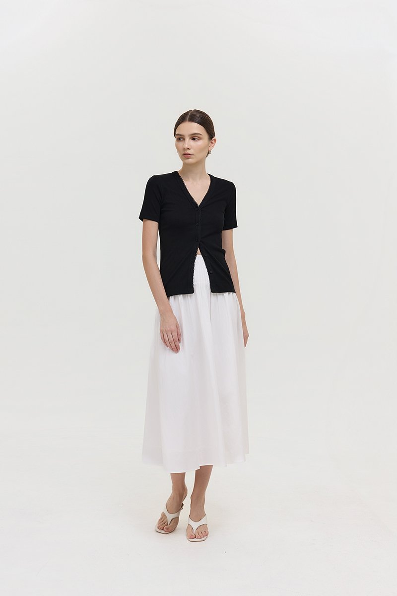 BAYLIN BUTTONDOWN LACE TRIM TEE