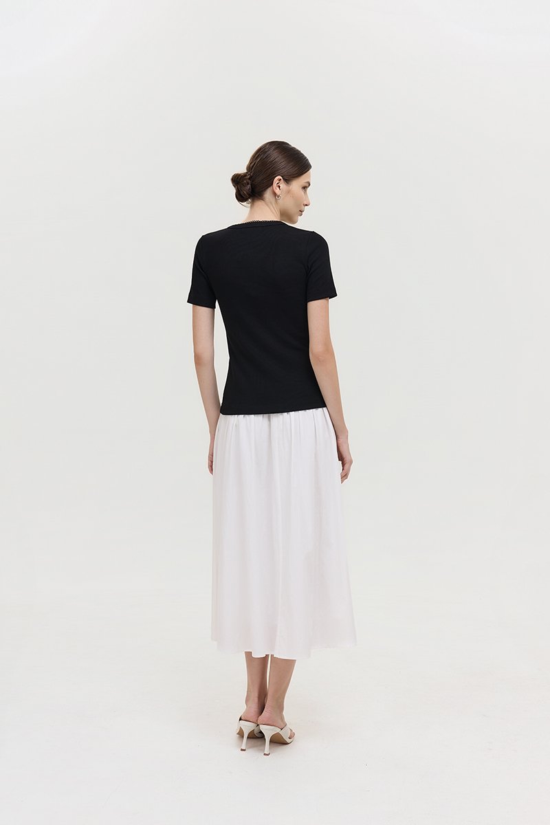 BAYLIN BUTTONDOWN LACE TRIM TEE