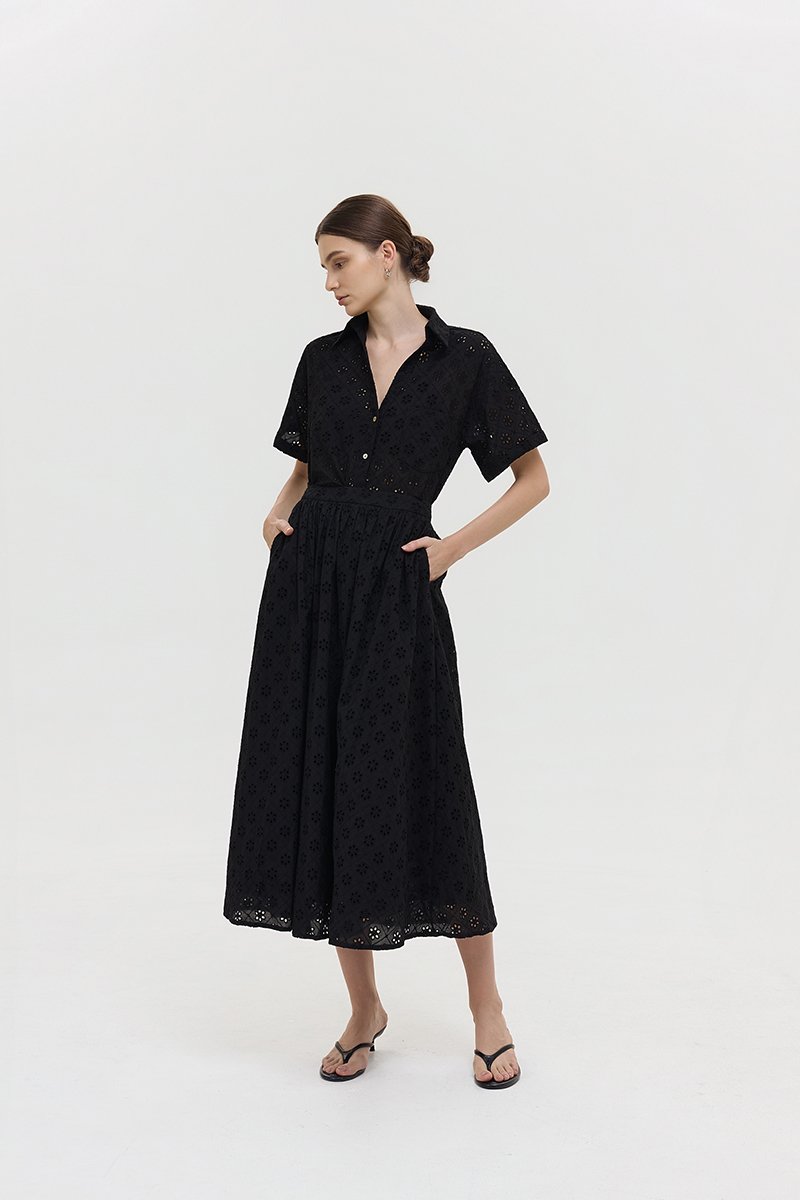 REISS EMBROIDERD FLARE MAXI SKIRT