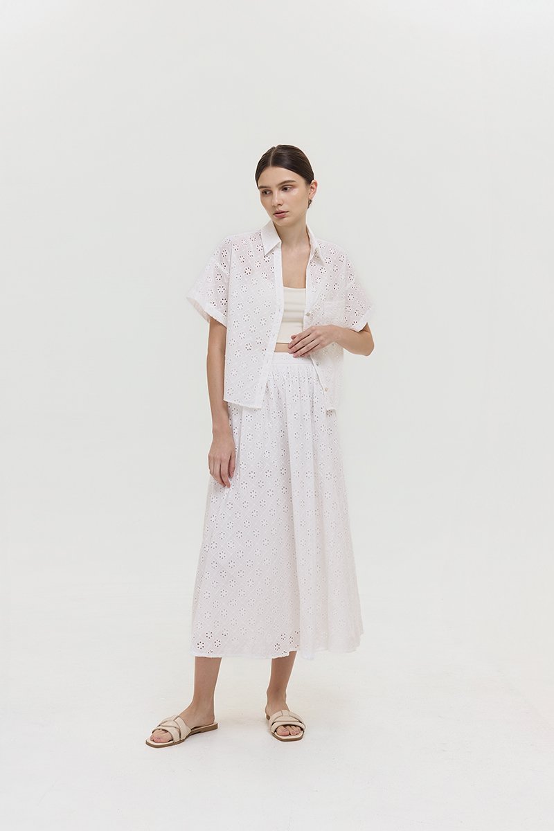 REISS EMBROIDERD FLARE MAXI SKIRT