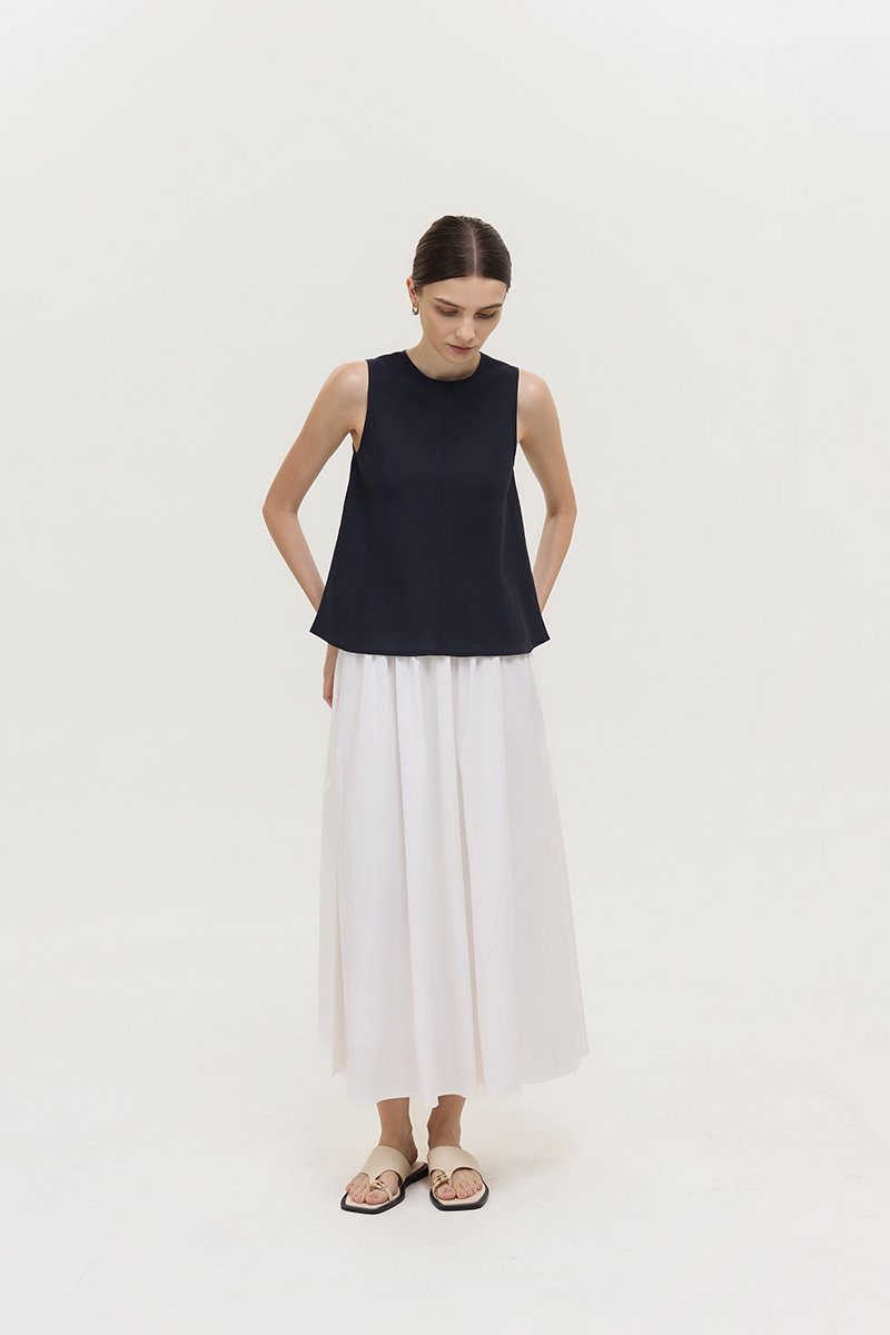 ALESSA BIAS CUT LINEN TOP