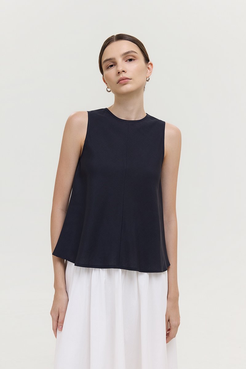 ALESSA BIAS CUT LINEN TOP