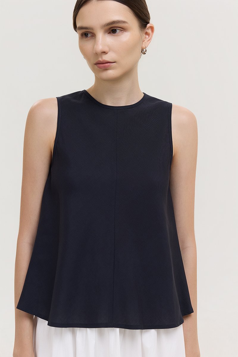 ALESSA BIAS CUT LINEN TOP
