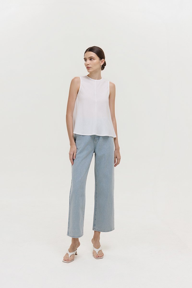 ALESSA BIAS CUT LINEN TOP