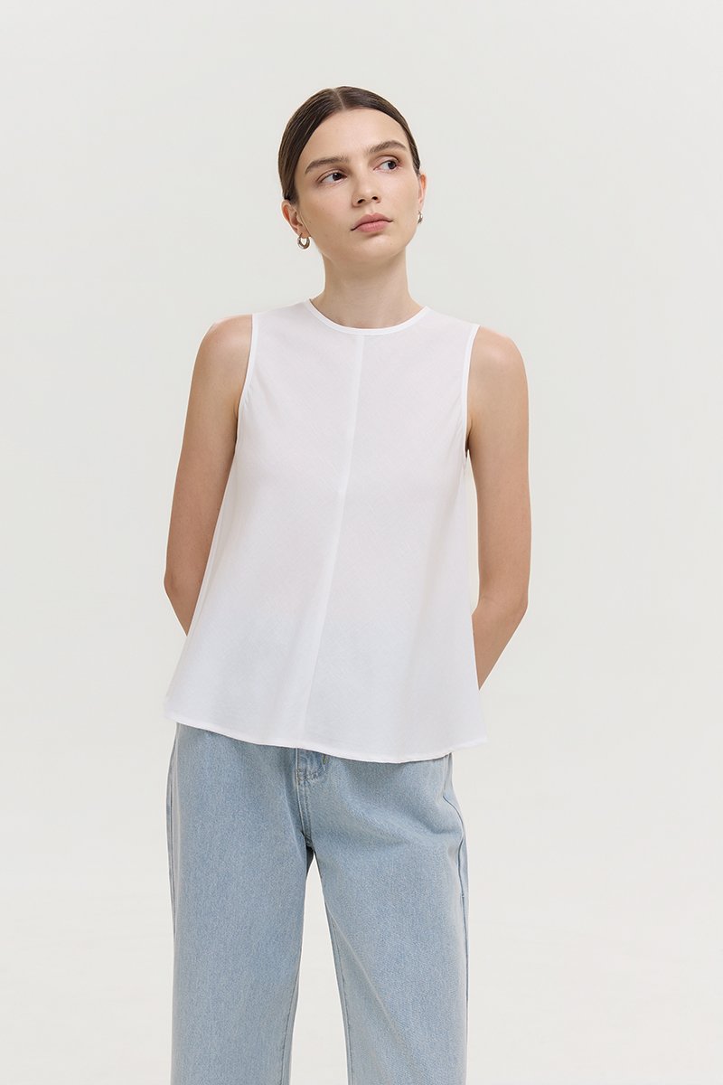 ALESSA BIAS CUT LINEN TOP