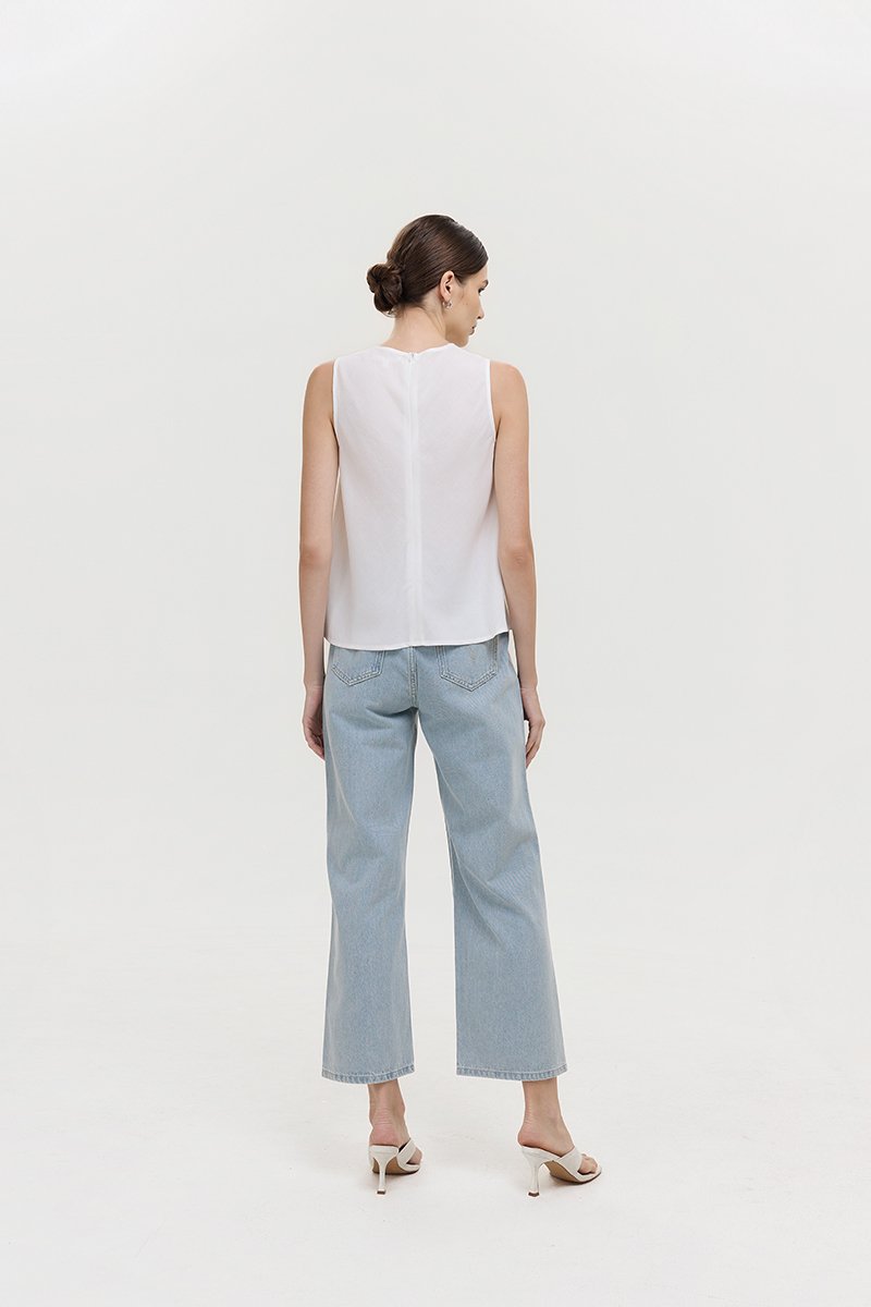 ALESSA BIAS CUT LINEN TOP
