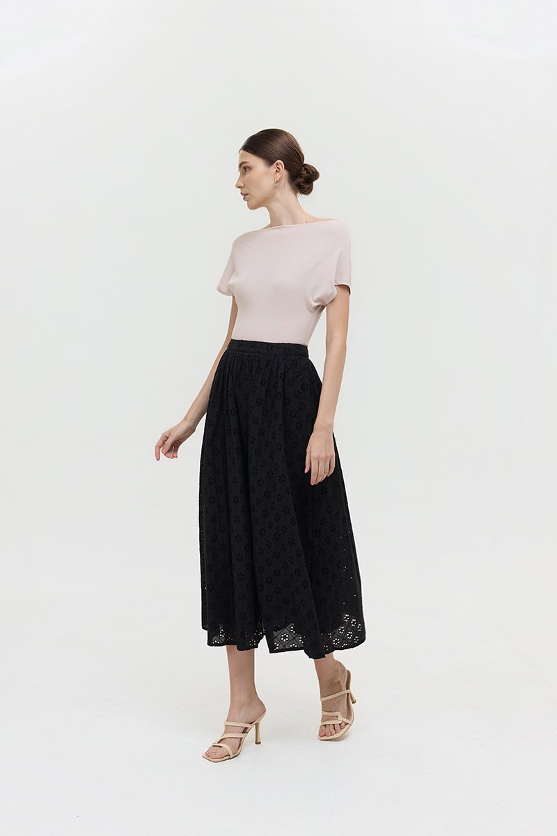 REISS EMBROIDERD FLARE MAXI SKIRT