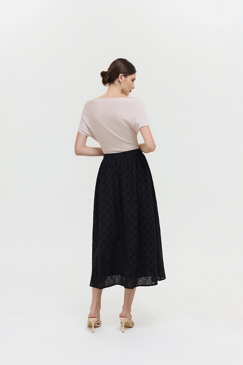REISS EMBROIDERD FLARE MAXI SKIRT