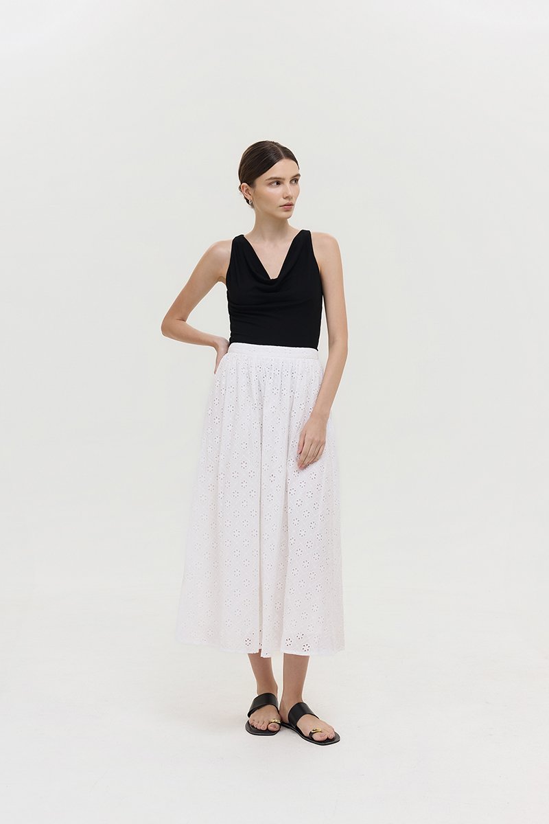REISS EMBROIDERD FLARE MAXI SKIRT