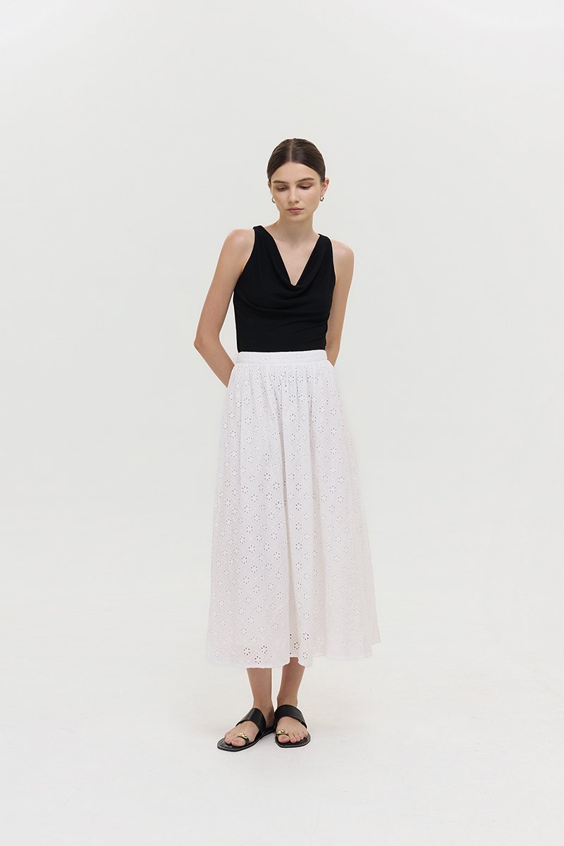 REISS EMBROIDERD FLARE MAXI SKIRT