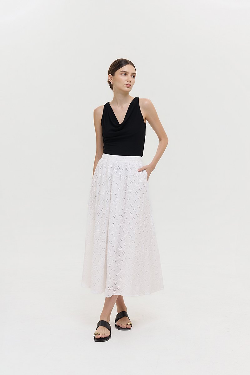 REISS EMBROIDERD FLARE MAXI SKIRT