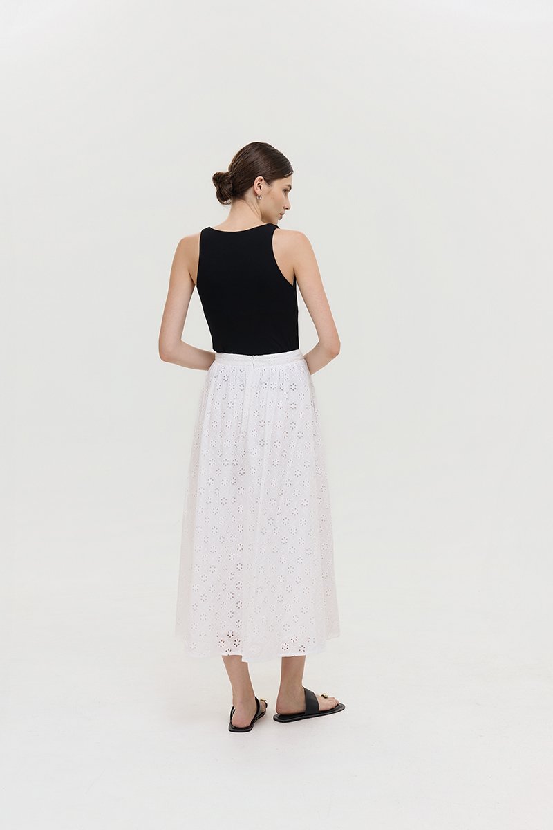 REISS EMBROIDERD FLARE MAXI SKIRT