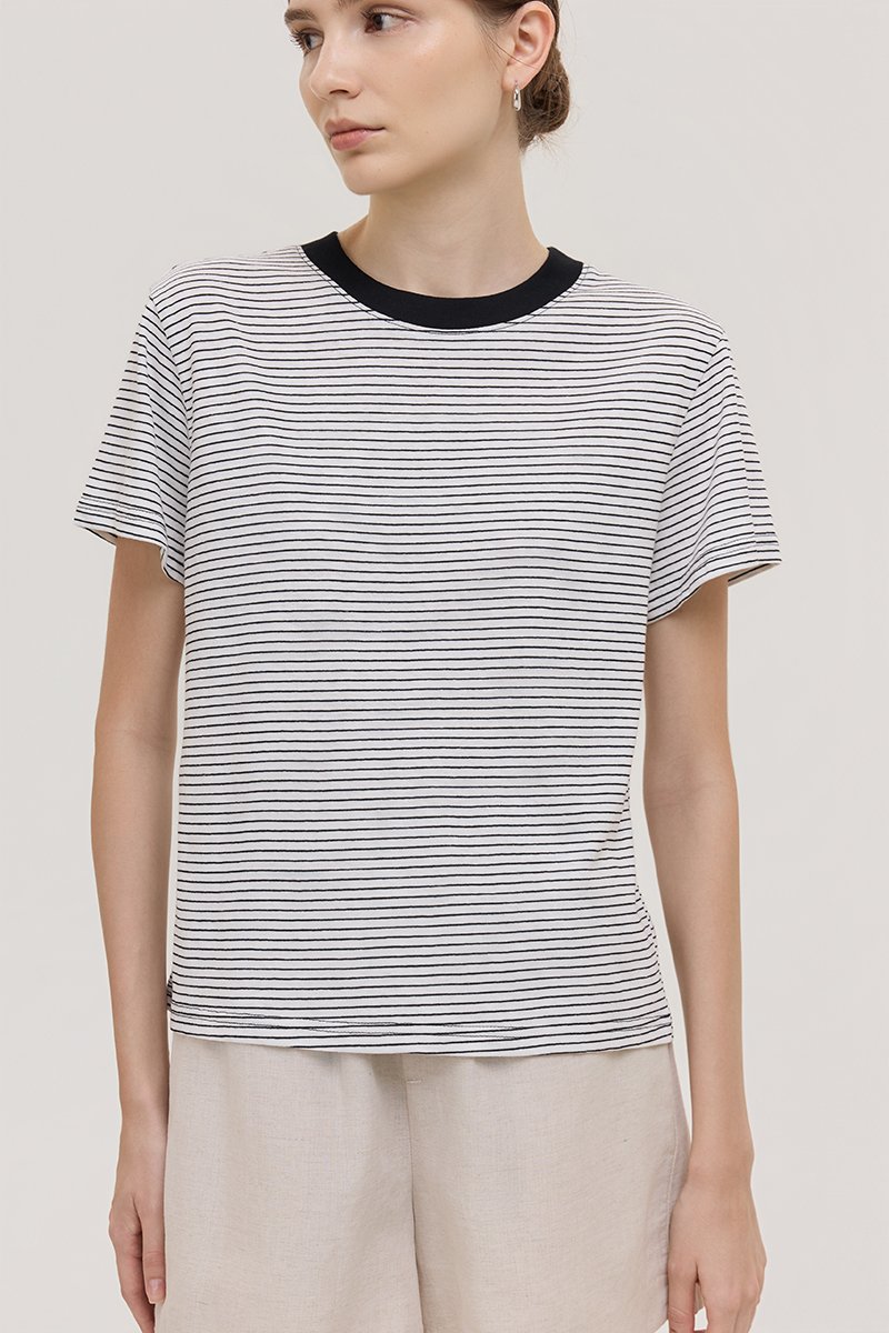 HANES STRIPED COTTON TEE