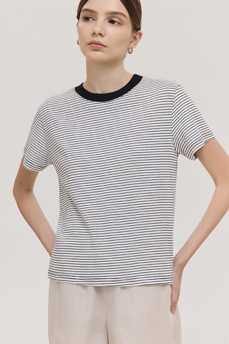 HANES STRIPED COTTON TEE