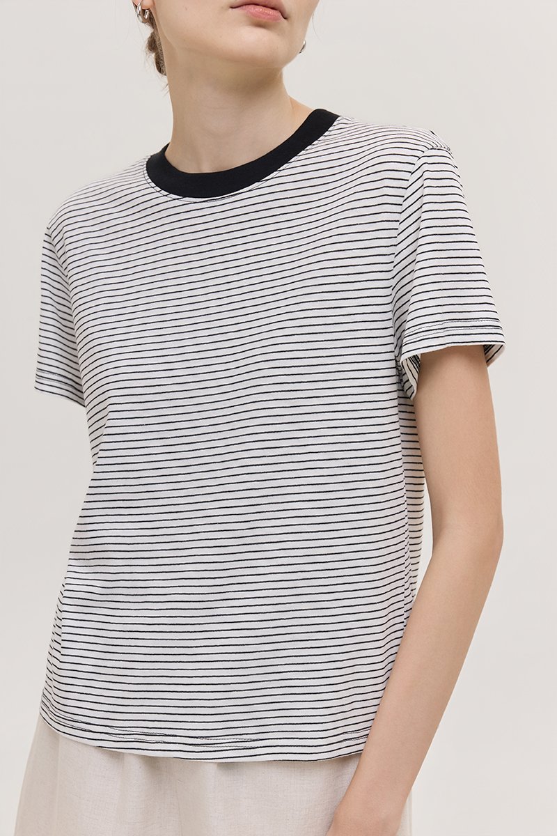 HANES STRIPED COTTON TEE