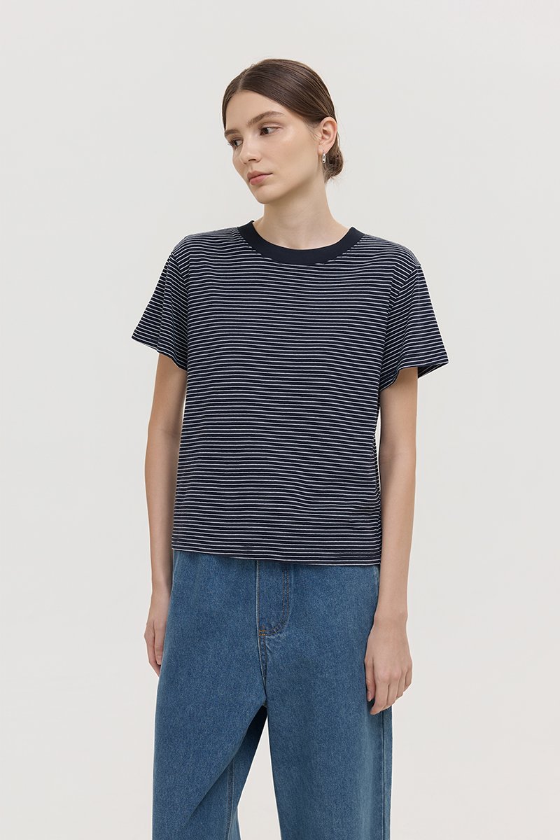 HANES STRIPED COTTON TEE