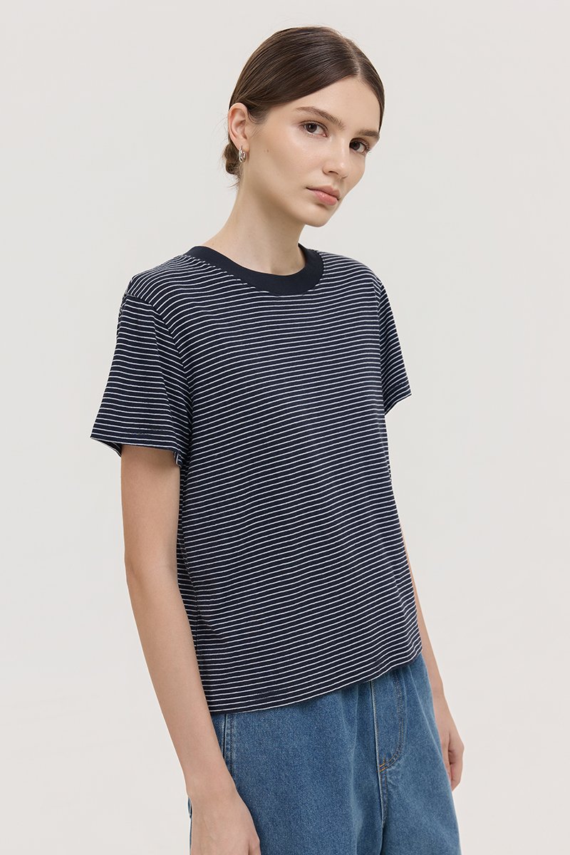 HANES STRIPED COTTON TEE