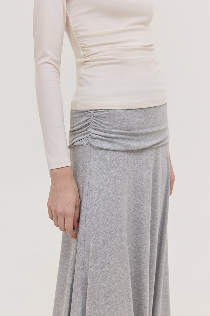LORAH RUCHE WAIST MIDI SKIRT