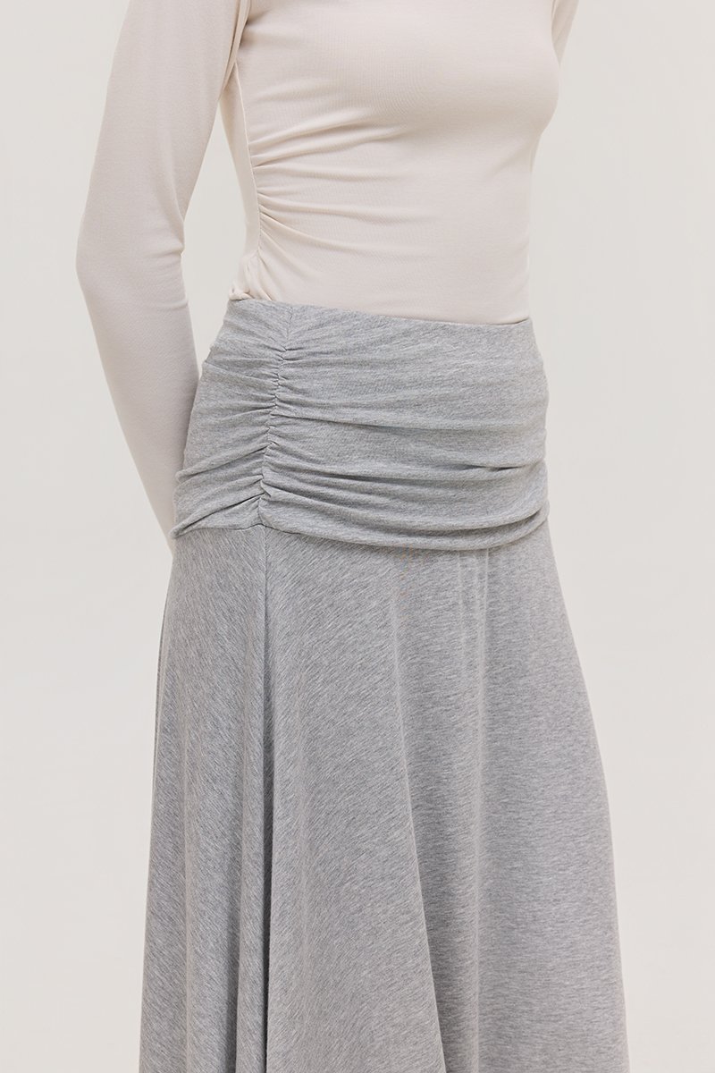 LORAH RUCHE WAIST MIDI SKIRT