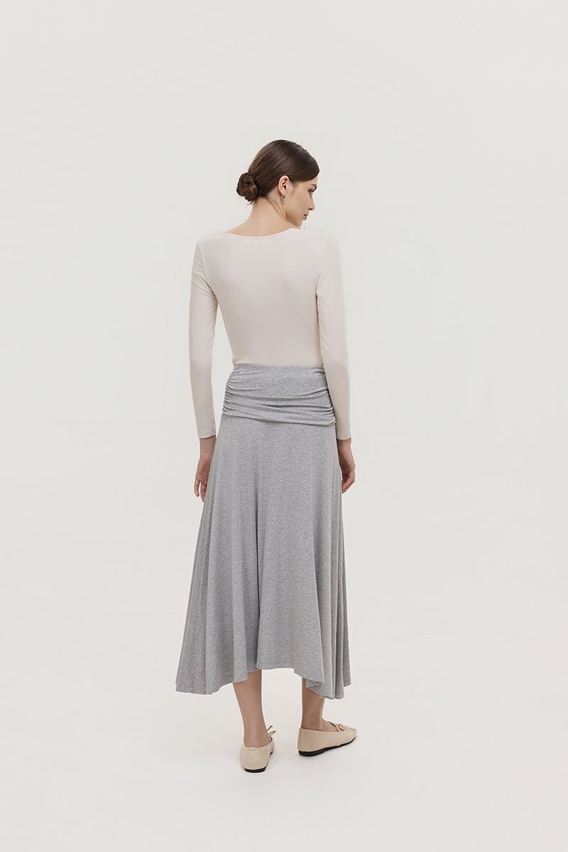 LORAH RUCHE WAIST MIDI SKIRT