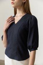 MIRANA PANELLED SLEEVED LINEN TOP
