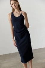 NOELIA HALTER NECK RUCHED MIDI DRESS