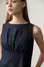SVEN RUCHED DENIM CHAMBRAY DRESS