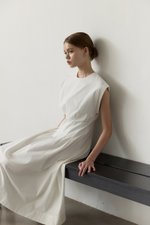 ALVEN PLEATED WAIST POPLIN MIDI DRESS
